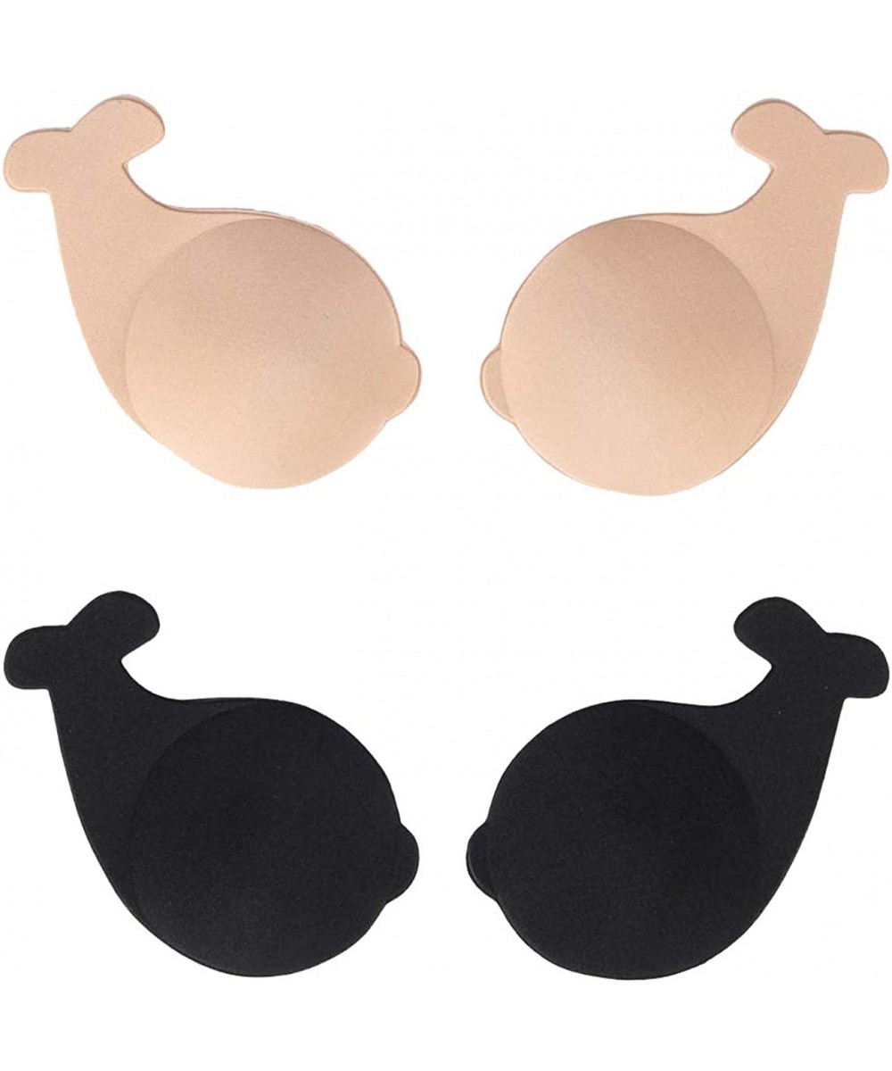 Bras Invisible Adhesive Bra Breast Lift Tape Reusable Breast Pasties Nippleless Covers Rabbit Ear A-E - Dolphin Black & Beige...