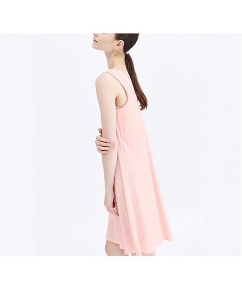 Nightgowns & Sleepshirts Women's Bamboo Fiber V-Neck Nightgown Sleeveless Nightshirt Soft Sleepwear Casual Loose Pajamas - Pi...