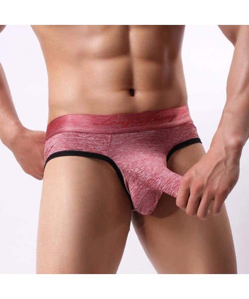 Briefs Underwear for Men Bulge Shorts Sexy Knickers Men's Soft Briefs Underpants - Red - C918H6ZH5H0