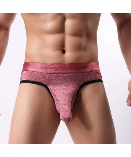 Briefs Underwear for Men Bulge Shorts Sexy Knickers Men's Soft Briefs Underpants - Red - C918H6ZH5H0