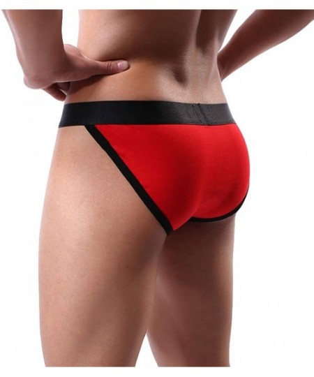 Briefs Mens Underwear Thong Briefs Soft Breathable Knickers Short - Red - CJ18T6ZY6QR