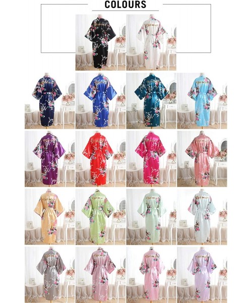 Nightgowns & Sleepshirts Glitter Bride Bridesmaid Robes Dressing Gown Kimono Satin Party Peacock Nightgown Nightwear - Red Br...