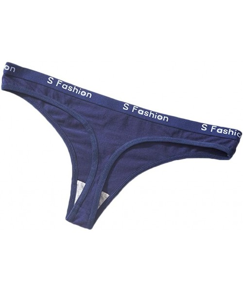 Thermal Underwear Sexy Women Thong Panties Fashion Letter G-String Underpants Lingerie Briefs - Blue - C9196M0Z2D3