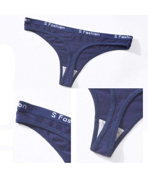 Thermal Underwear Sexy Women Thong Panties Fashion Letter G-String Underpants Lingerie Briefs - Blue - C9196M0Z2D3
