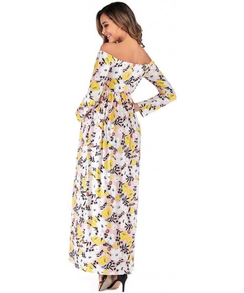 Nightgowns & Sleepshirts Maternity Dress- 2019 New Fashion Gorgeous Leaf Print Cold Shoulder Nursing Long Dress Pajamas Night...
