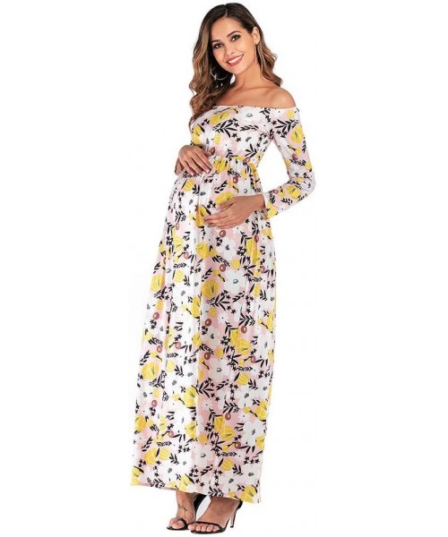 Nightgowns & Sleepshirts Maternity Dress- 2019 New Fashion Gorgeous Leaf Print Cold Shoulder Nursing Long Dress Pajamas Night...