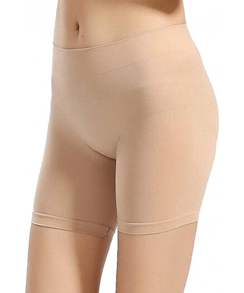 Shapewear Women's Smoothing Slip Short Seamless Thigh Slimmer - 2 Pack Black/Nude - CE18AQZZ72W