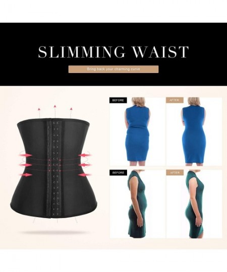 Shapewear Women's Latex Waist Cincher Underbust Corset Body Shaper Tummy Control Slimming Waist Trainer - Black - CE18KX3UYC2