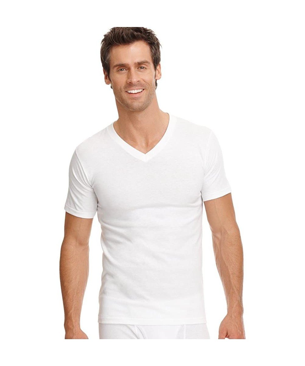 Undershirts Men's V Neck Value Short Sleeve T Shirt White S - CH12087NW9H
