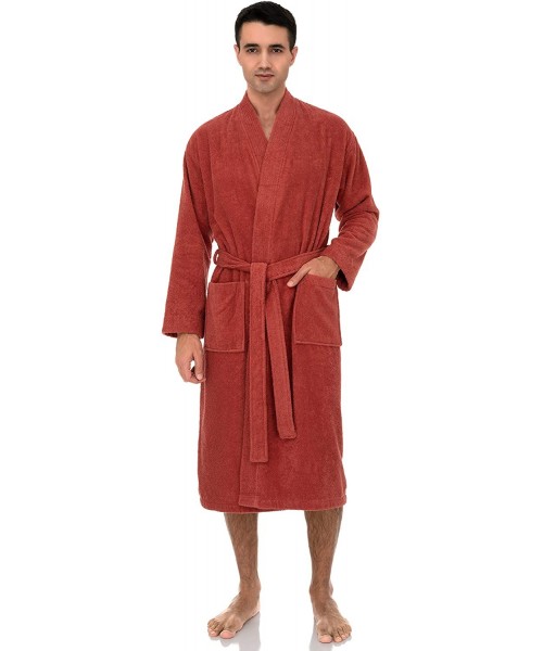 Robes Men's Robe- Turkish Cotton Terry Kimono Bathrobe - Ginger Spice - CR12N24UXSB