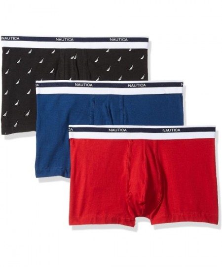 Trunks Men's Classic Underwear Cotton Stretch Trunk - Nautica Red/Estate Blue/Sail Black - C318CHWN6YQ