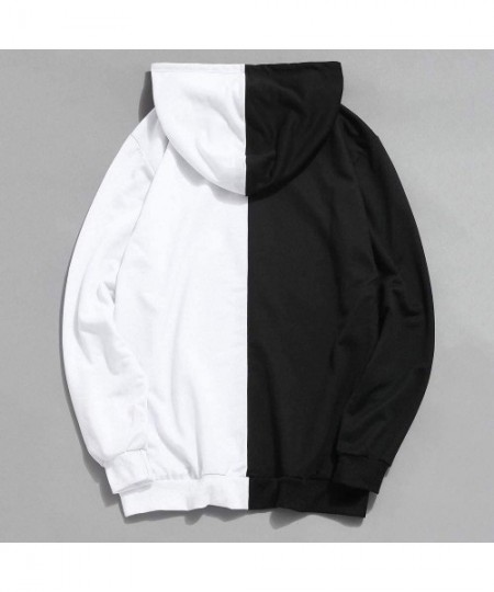 Thermal Underwear Hooded Pullover Mens Casual Patchwork Slim Fit Hoodie Outwear Blouse Sweatshirt ANJUNIE - 2-black - C018L7U...