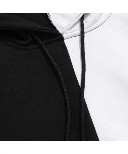 Thermal Underwear Hooded Pullover Mens Casual Patchwork Slim Fit Hoodie Outwear Blouse Sweatshirt ANJUNIE - 2-black - C018L7U...