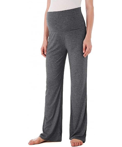 Bottoms Women's Maternity Wide/Straight Versatile Pajama Yoga Workout Palazzo Lounge Pants Stretchy Pregnancy Trousers - Dark...