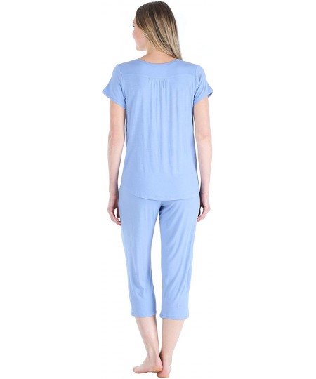 Sets Women's Bamboo Jersey Pajama Sleepwear - Pajama Set - Lavender - C812LLDJCZ5