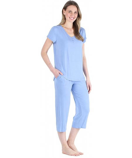 Sets Women's Bamboo Jersey Pajama Sleepwear - Pajama Set - Lavender - C812LLDJCZ5
