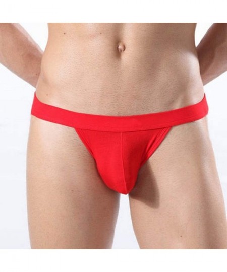 G-Strings & Thongs Modal Fabrics Pure Color Thongs Men T Pants Lure Male Underwear - Red - CA198ULNTD4