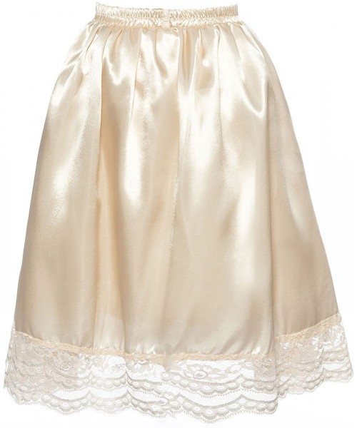 Slips Women's Satin Slip Short Petticoat Skirt Underskirt Lace Hem Many Colors - Brown - CD18CGZQ3Q0