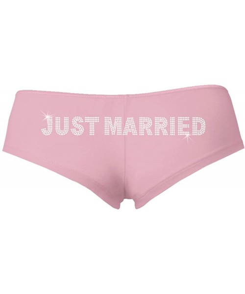Panties JUST Married Rhinestone Bridal Boyshorts - Light Pink - C818DDN74H9