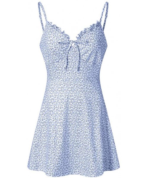Nightgowns & Sleepshirts Women's Plus Size Dresses Short Sleeve Casual V-Neck Summer T Shirt Long Dress - H-blue - C6199S42EQN