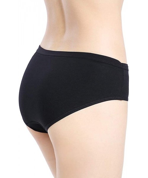 Panties Women Comfort Cotton Stretch Hipster Panty - 4 Black - CP182KUUAKG