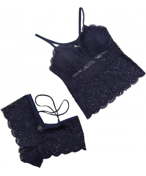 Sets Women Sleepwear Lace Pajamas Set Strappy 2 Piece Cami Shorts Nightwear Camisole Short Sets Lingerie Sexy Lace Bra and Pa...