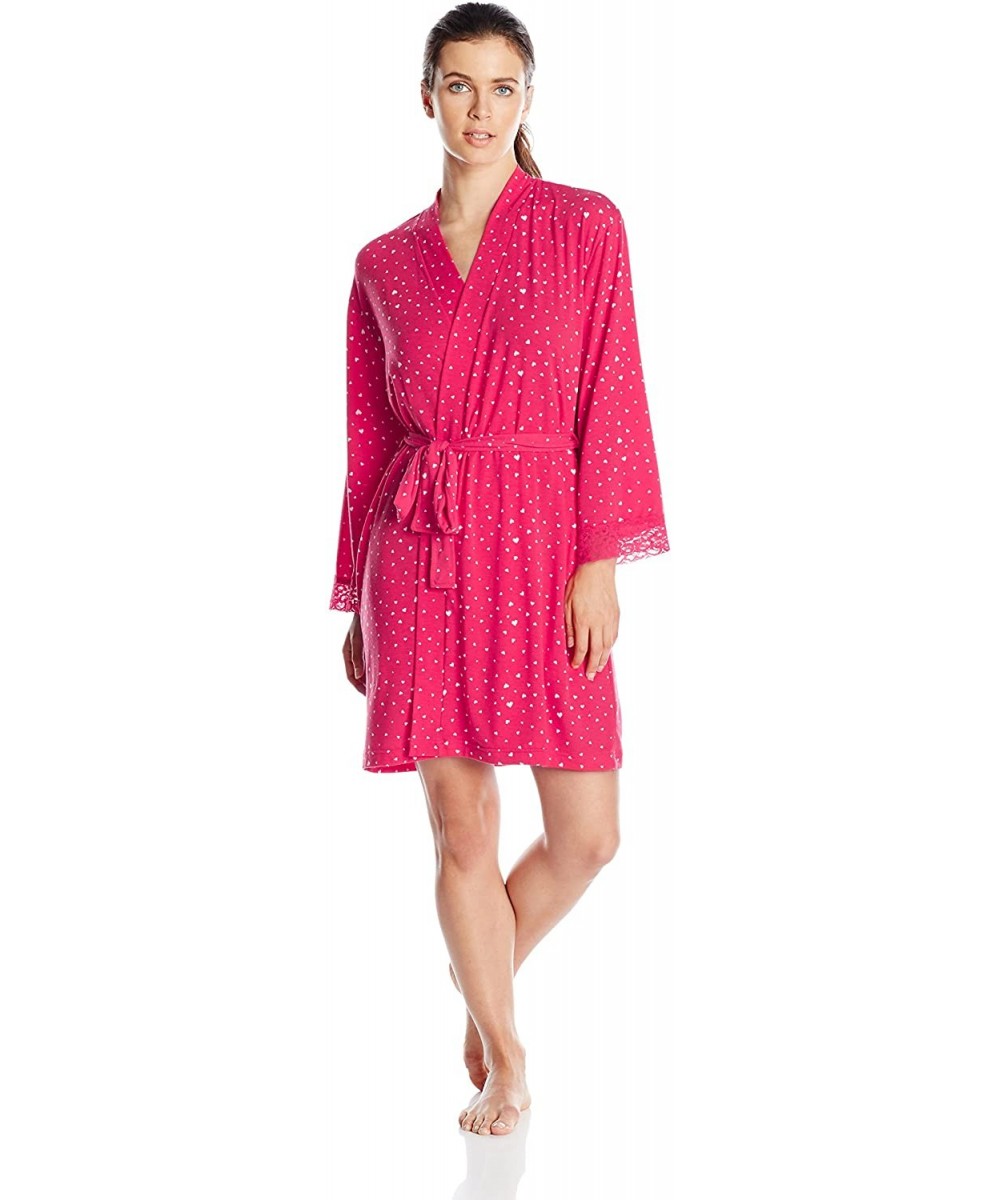 Robes Women's Printed Short Robe - Red Heart - CR12817PZFZ