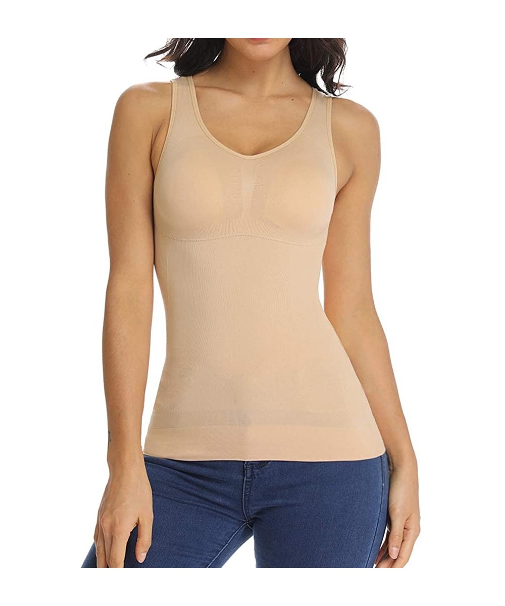 Shapewear Shapewear Tank Top with Built in Bra Slimming Cami Shaper Compression Top for Women Tummy Control Camisole - Beige ...