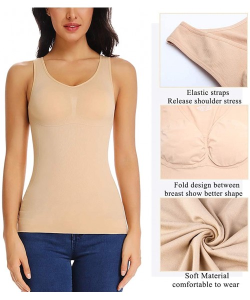 Shapewear Shapewear Tank Top with Built in Bra Slimming Cami Shaper Compression Top for Women Tummy Control Camisole - Beige ...