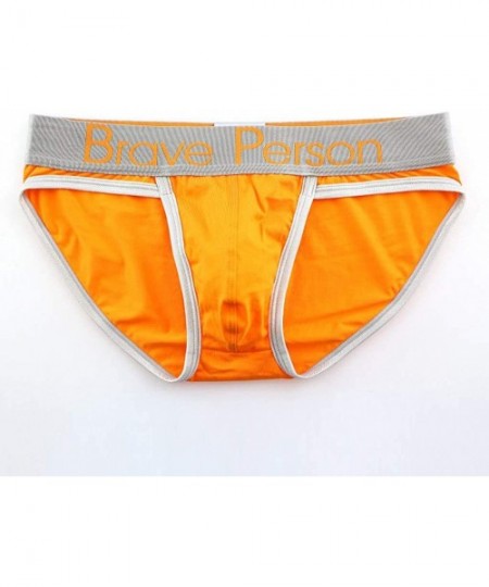 G-Strings & Thongs Underwear for Men- Breathable Stretch Cotton Thong Underwear Men's Fashion Classic G-String - Orange - C01...