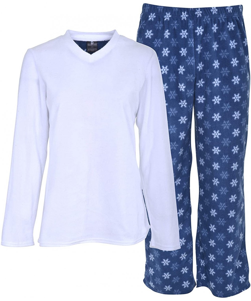 Sets Women's Coral Fleece Pajamas - Micro Fleece- Pattern Snowflake Print - C218AT2QU83