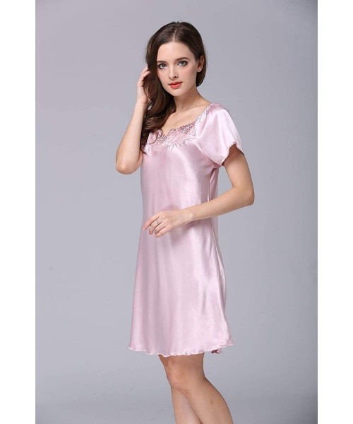 Nightgowns & Sleepshirts Sleepwear Womens Nightgown Sexy Short Sleeve Nightdress Crewneck Night Shirt - B Lavender - CV19733AG5L