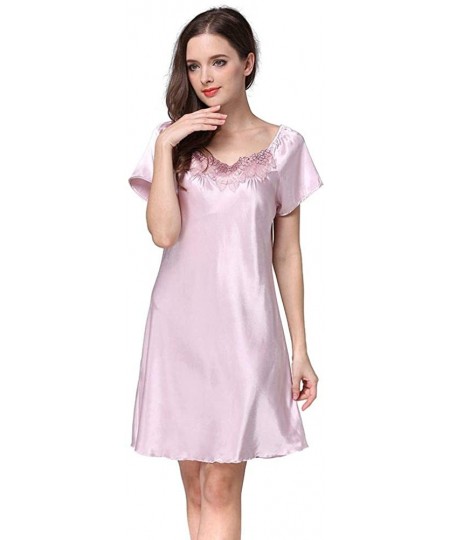 Nightgowns & Sleepshirts Sleepwear Womens Nightgown Sexy Short Sleeve Nightdress Crewneck Night Shirt - B Lavender - CV19733AG5L