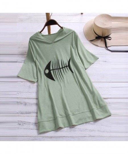 Bustiers & Corsets Womens Fashion Fishbone Humor Graphic Adult Pullover Hooded Sweatshirt with Pockets - Green - CV18SAMR3M4