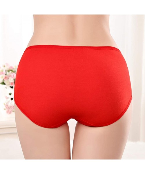 Panties Women's Red Cotton Underwear 4-Pack Mid Waist Briefs- Eastern Culture - Phoenix-goldfish - CP18YM95NT3