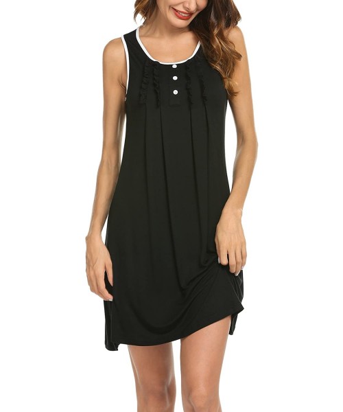 Nightgowns & Sleepshirts Women's Ultra Soft Summer Sleeveless Dress Nightgowns Sleepwear for Home Outdoor - Black - C418EASY0Q4