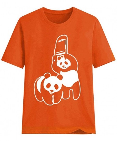 Shapewear Summer Tops for Women- Girls Plus Size Print Shirt Short Sleeve T Shirt Blouse Top - Orange - CA18W8DNQ69