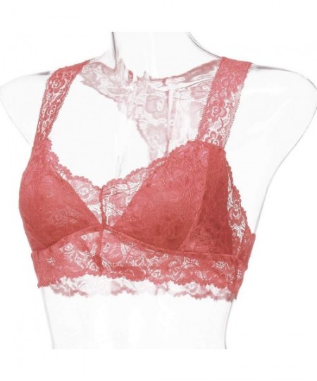 Bras Women Plus Size Vest Crop Wire Free Bra Lingerie Sexy V-Neck Underwear S-3XL - Pink - C9196EYWDM6