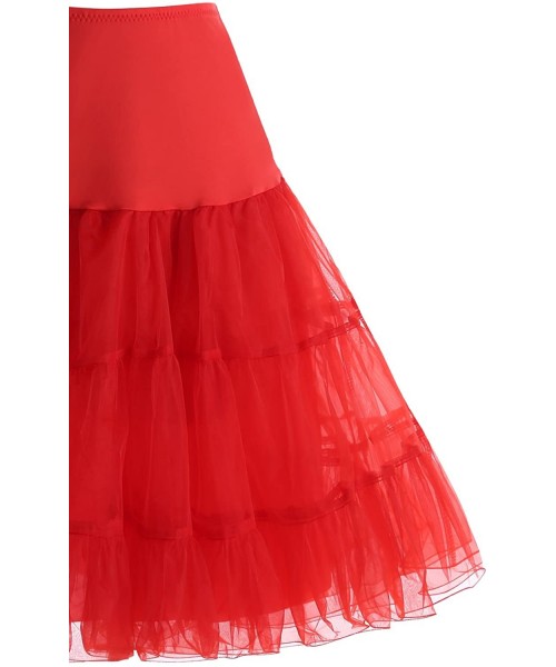 Slips Women's Vintage 50s Petticoat Skirts Crinoline Tutu Underskirt Dress - Orange - CS183LLKX2L