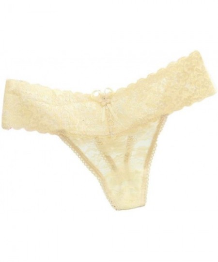 Thermal Underwear Women's Lace Lingerie Knickers G-String Thongs Panties Underwear Briefs - Beige - CA199UTMX32