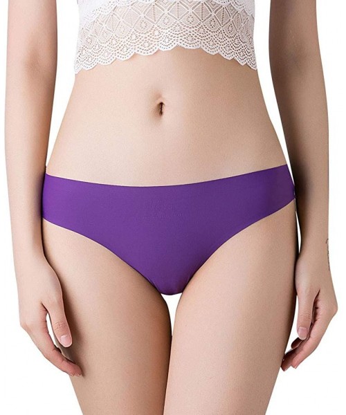 Tops Women's Clothing-Bikini Panty Thong Sexy Panties Thong Lace Low Waist Pants Briefs Underwear Solid Color - Purple - CB18...