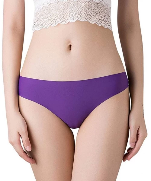 Tops Women's Clothing-Bikini Panty Thong Sexy Panties Thong Lace Low Waist Pants Briefs Underwear Solid Color - Purple - CB18...