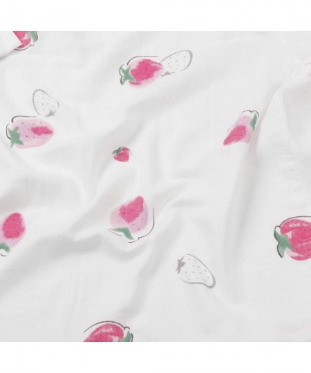 Sets Cute Fruit Print Pajamas 3 Pieces Cotton Linen Matching Sleepwear Fresh Top Lovely Shorts Long Pants - Strawberry - C419...