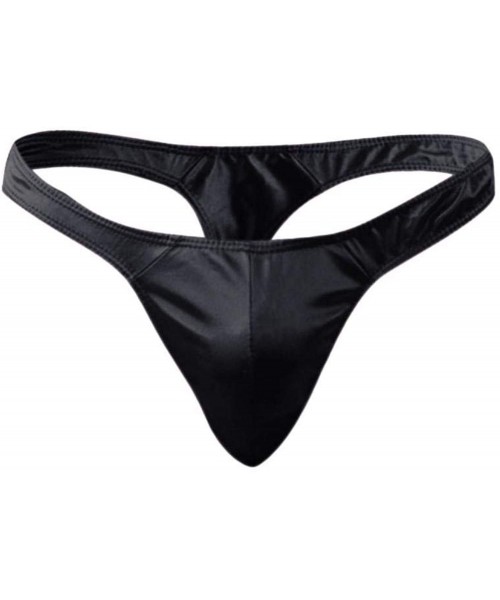 G-Strings & Thongs Men Underwear Thongs Comfortable Panties Sexy Satin and G Strings Hombre - Black - C7198OT4EXE