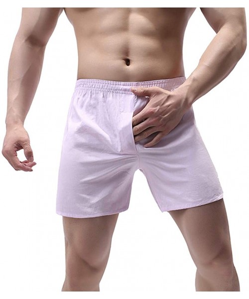 Boxer Briefs Shorts for Men Elastic Waist Home Pants Athletic Soft Briefs Underpants Knickers Shorts Sexy Underwear - Pink - ...