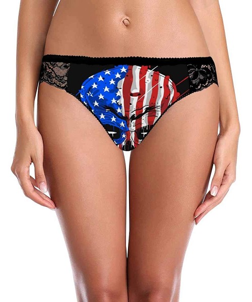 Thermal Underwear Lace Underwear Low Rise Panties Briefs for Lady Skull Head America Flag - Multi 1 - CO19E7NX5CL