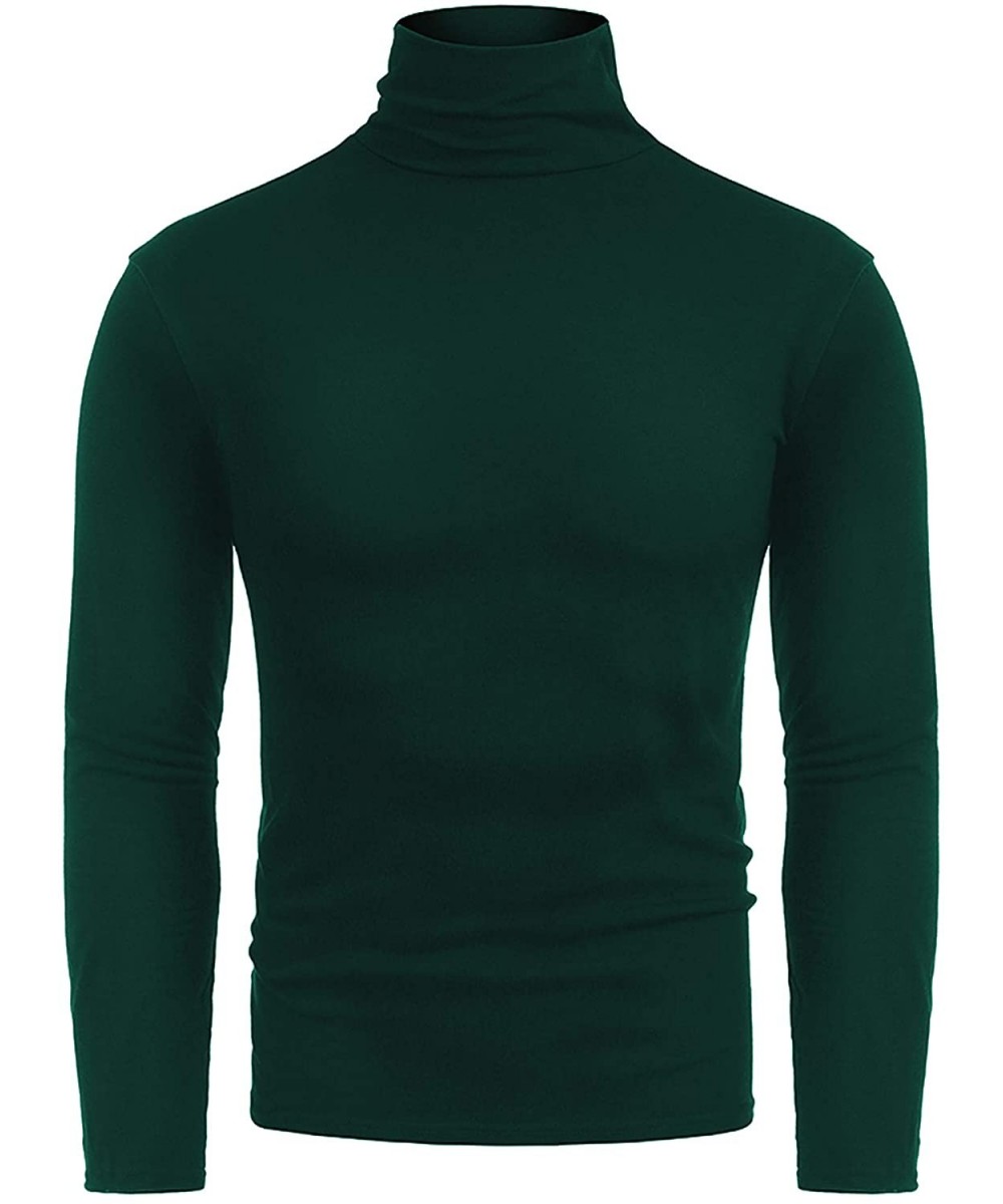 Thermal Underwear Men Turtleneck Shirts Casual Slim Fit Basic Tops Thermal Pullover Tops - 6-green - CU18AN9W67D