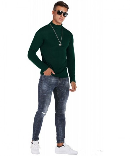Thermal Underwear Men Turtleneck Shirts Casual Slim Fit Basic Tops Thermal Pullover Tops - 6-green - CU18AN9W67D