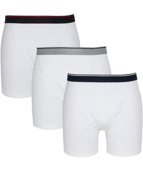 Boxer Briefs Mens Underwear Boxer Briefs- 3 Pack Boxers- 100% Soft Cotton- Open Fly Comfort - White - C418G3OOCCW