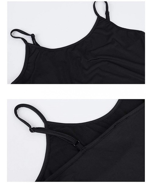 Slips Women's Adjustable Spaghetti Strap Cami Slip Under Dress Extender - Black - CB193G7LCUR